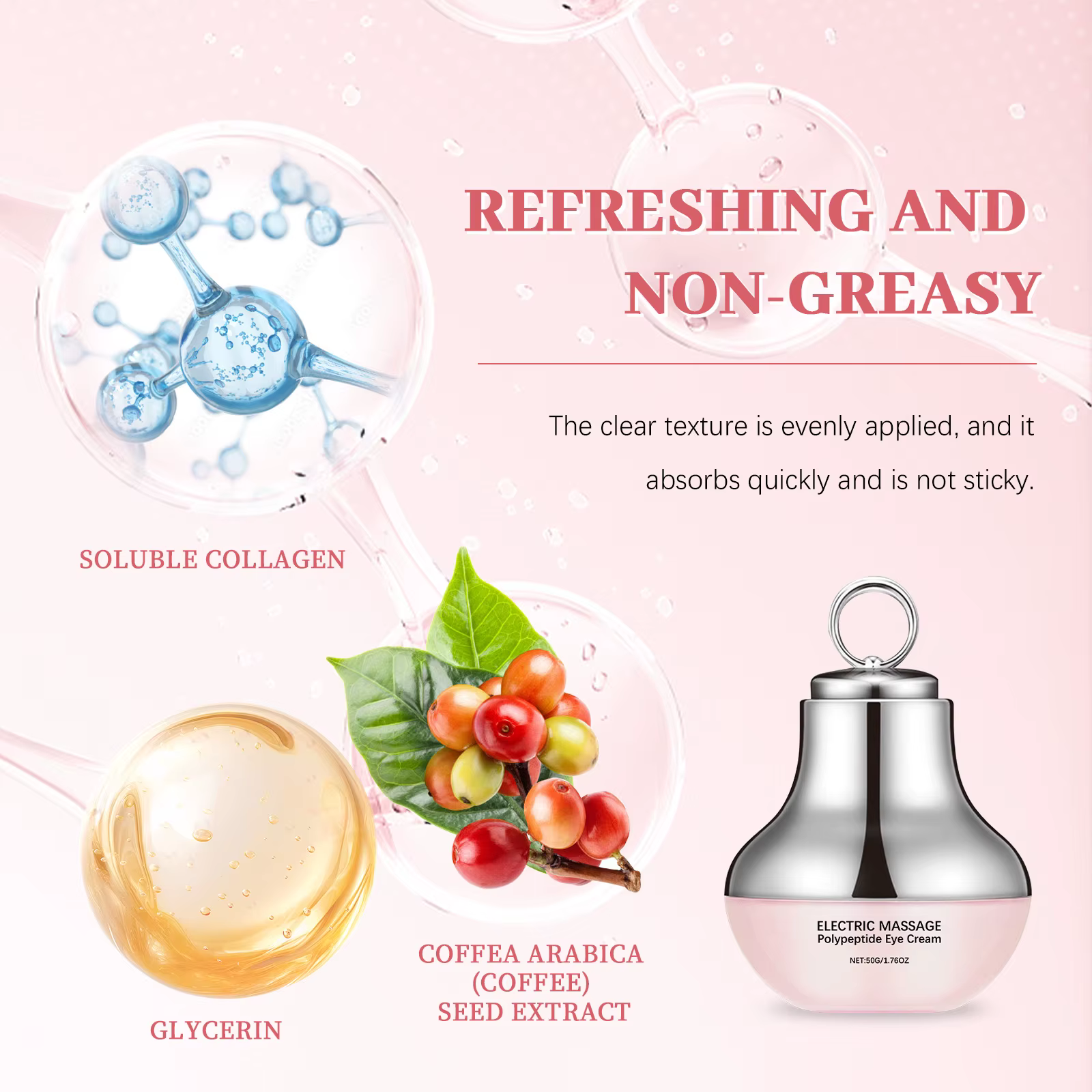 Massage électrique polypeptide raffermissant crème pour les yeux Lifting ligne Fine soulager la Fatigue cernes beauté hydratant soins de la peau