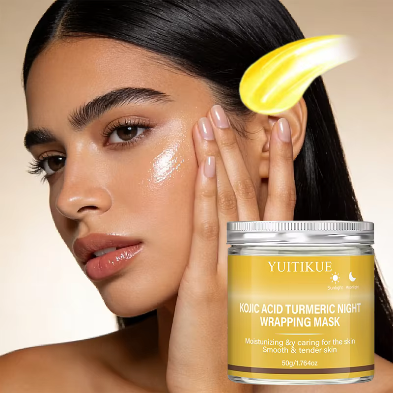 Masque de nuit hydratant et éclaircissant YUITIKUE à l'acide kojique et au curcuma pour une peau douce et lisse 50g