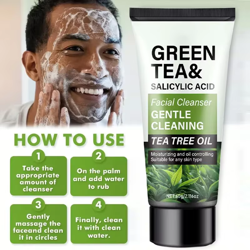 Nettoyant visage pour homme 60g - Thé vert & Acide salicylique
