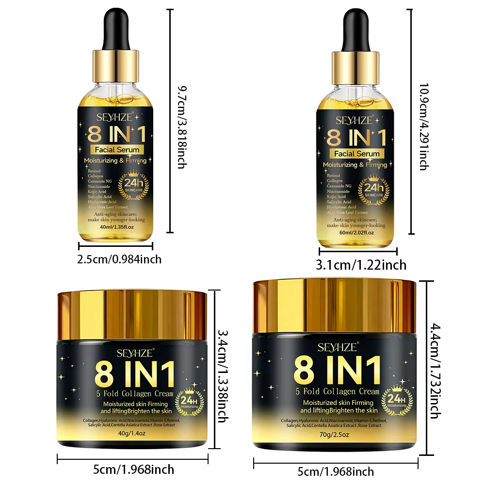 SEYHZE Kit de Soins Visage Hydratant et Raffermissant 8-en-1 (2 pièces) avec Niacinamide