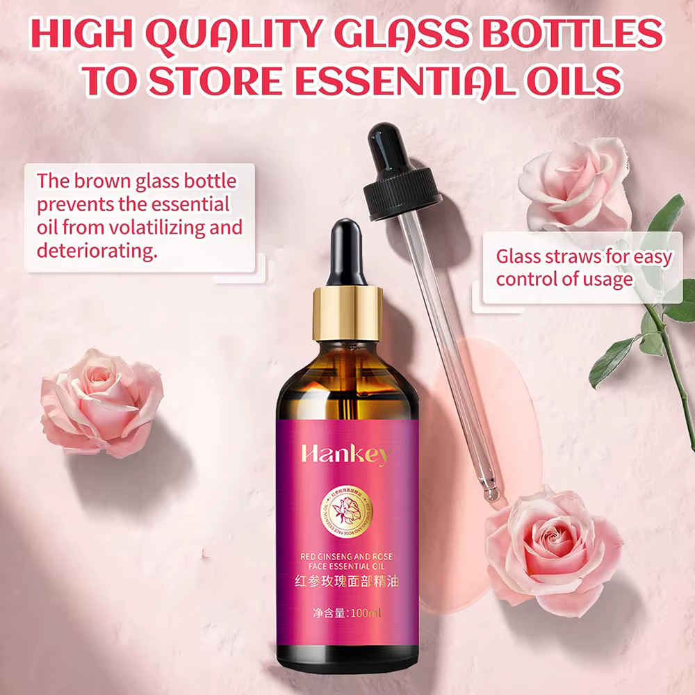 Huile de rose pour le visage à l'extrait de ginseng rouge