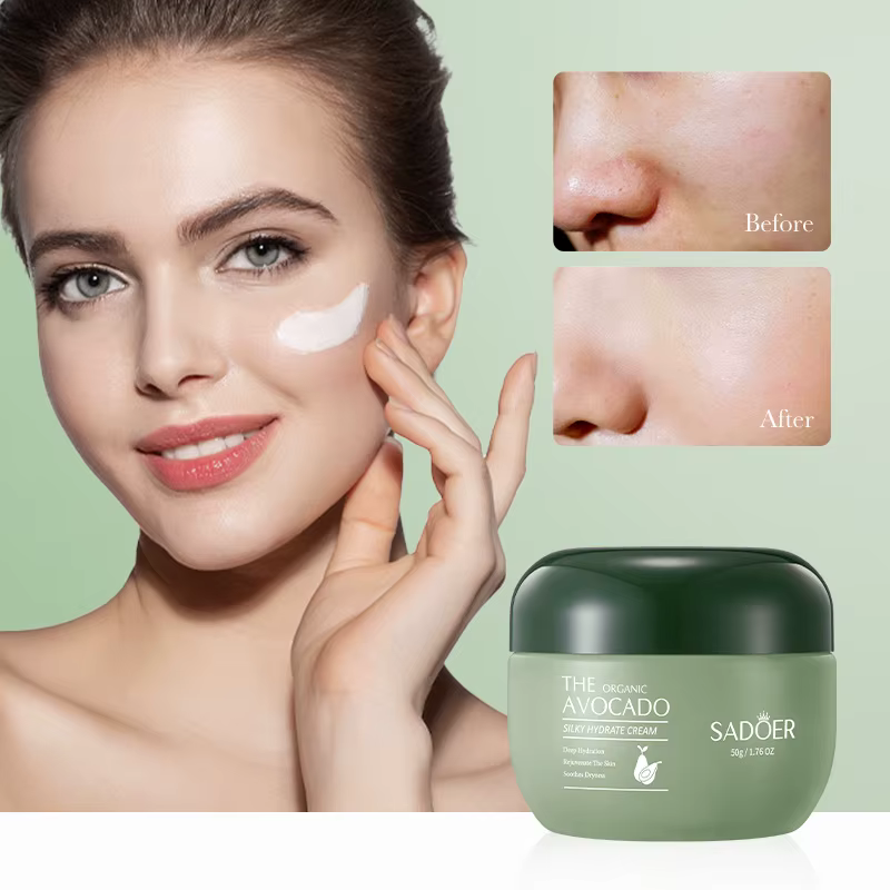Crème hydratante pour le visage à l'avocat biologique SADOER - Hydratation intense