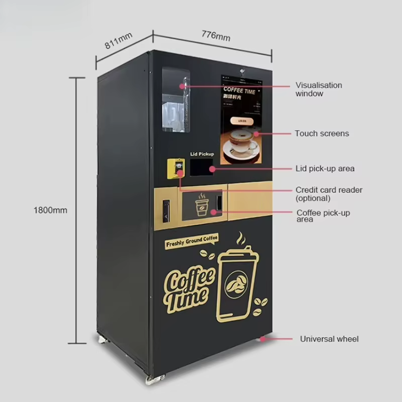 Machine à café entièrement automatique et multifonctionnelle, distributeur de boissons chaudes expresso et cappuccino en libre-service