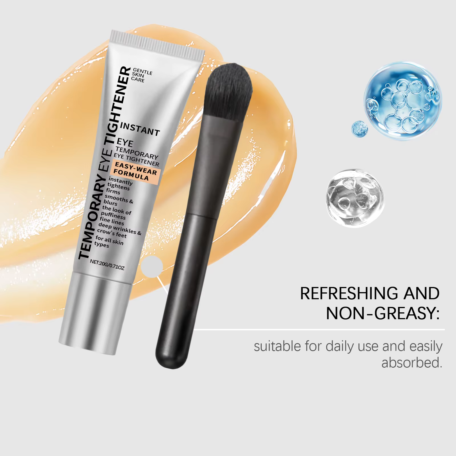 Crème pour les yeux Lifting raffermissant hydratant réduction des cernes ridules traitement de Massage lissant avec brosse soins quotidiens doux