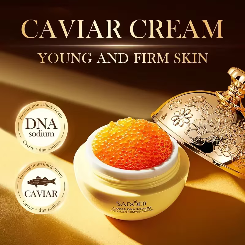 Crème Visage Collagène Perle Raffermissante Anti-rides Hydratante Lissante Éclaircissante au Caviar – Produit Coréen de Soin de la Peau