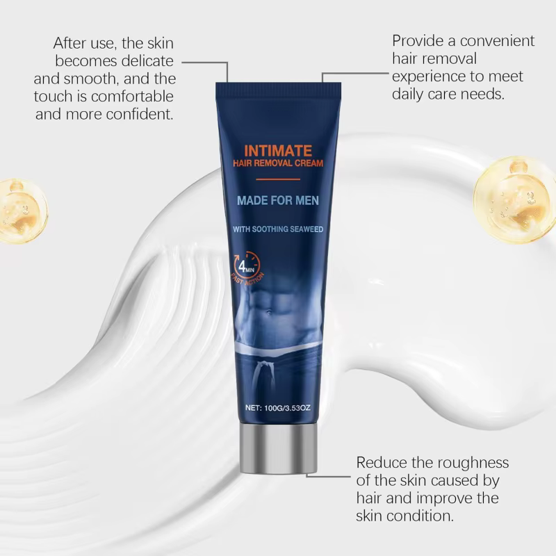 Crème dépilatoire Avocado Man pour zones intimes, bonne odeur, non irritante, dépilatoire corporel et barbe permanent et indolore