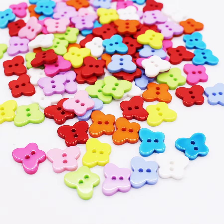 Boutons de couture en résine boutons papillon pour Scrapbooking boutons artisanaux de couture boutons décoratifs enfants Botones 2 trous 100 pièces