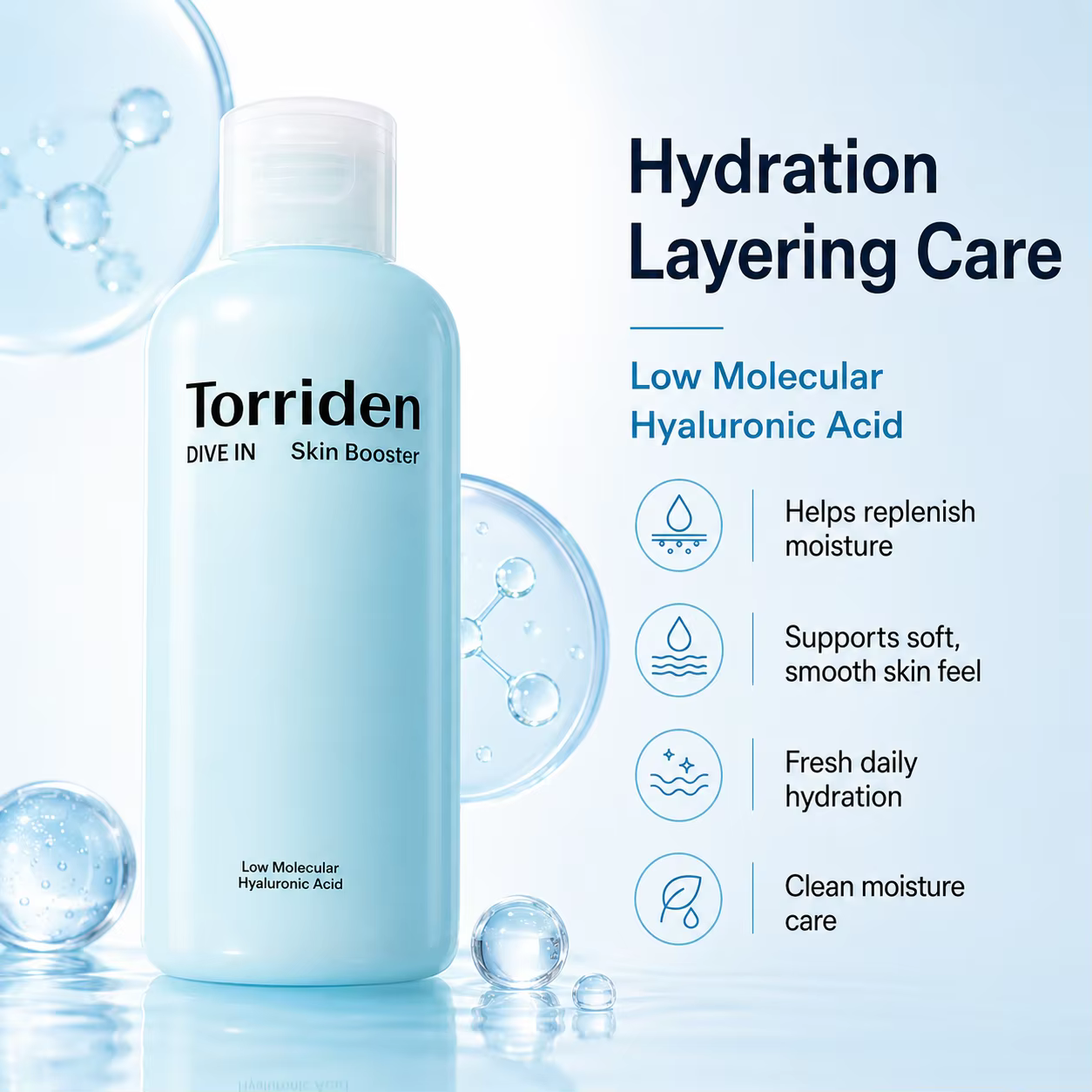 Torriden DIVE-IN Acide Hyaluronique à Faible Poids Moléculaire - Booster Cutané 200ml - Tonique Hydratant Visage