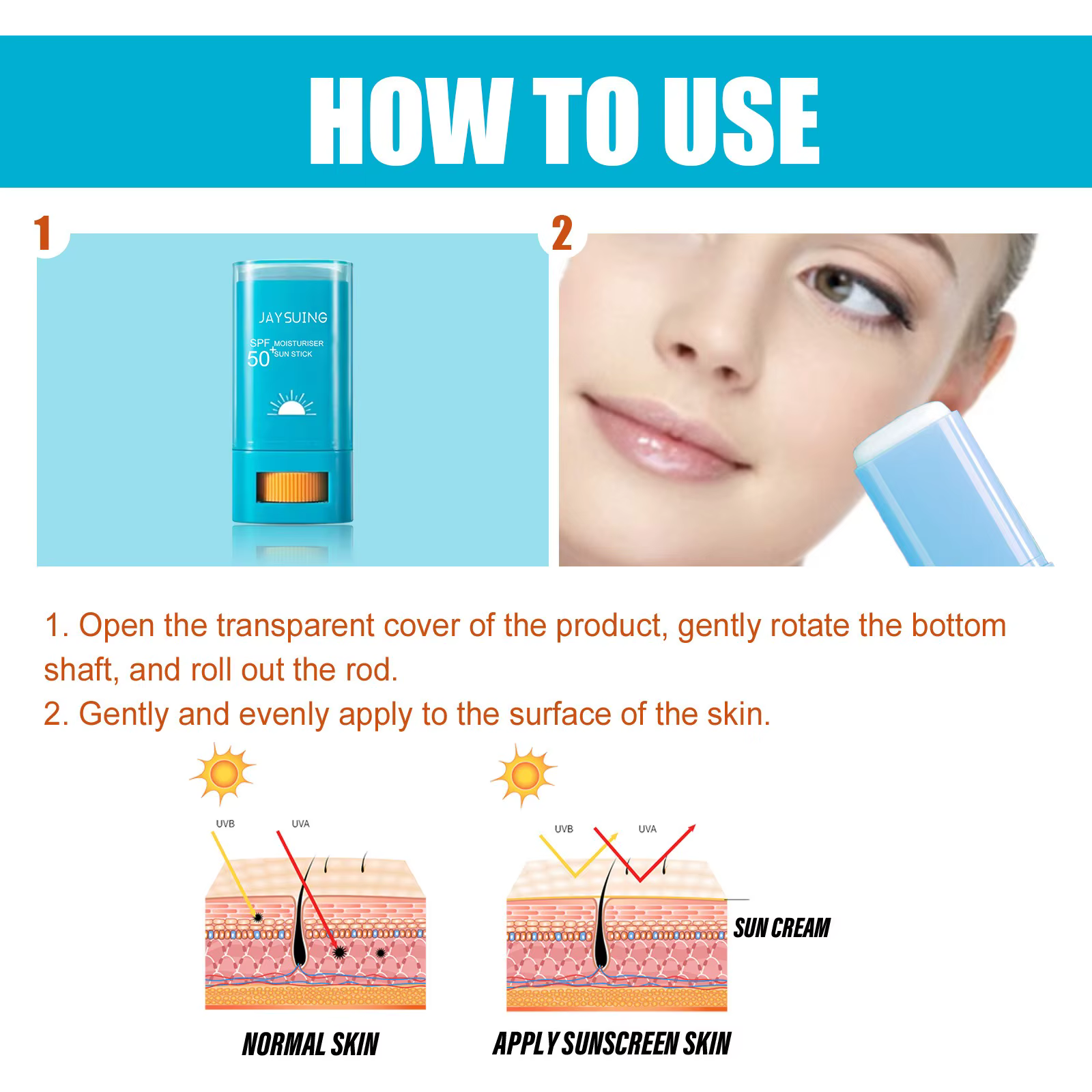 Bâton de crème solaire SPF 50 +