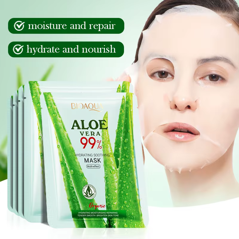 5/10 pièces BIOAQUA Aloe Vera masques faciaux hydratants peau apaisante blanchissant Anti-rides