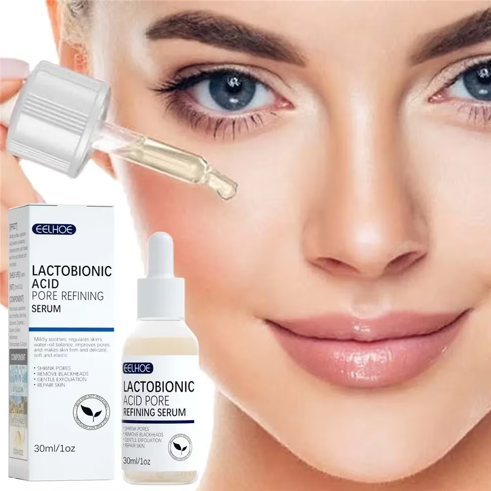 EELHOE acide lactobionique rétrécit les pores sérum pour le visage réparation de la peau points noirs propres acné soins