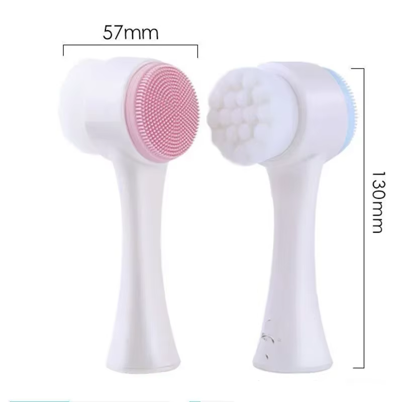 Brosse faciale double face avec poils en silicone doux