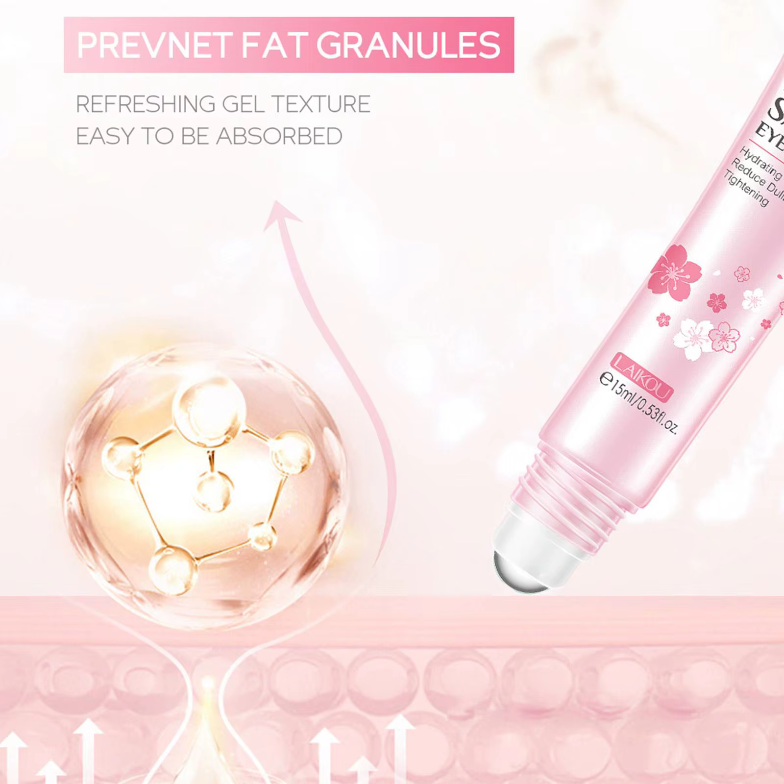 Sakura-Crème essence pour les yeux avec boule de massage