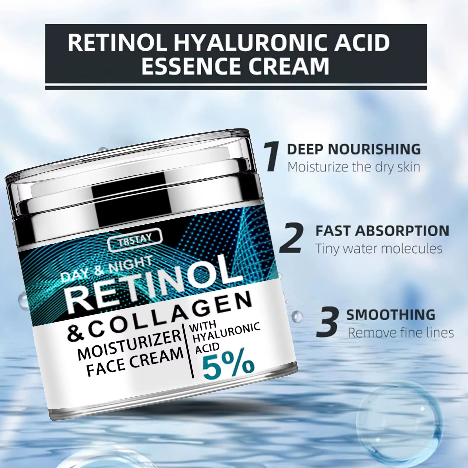 Crème à l'acide hyaluronique au collagène rétinol