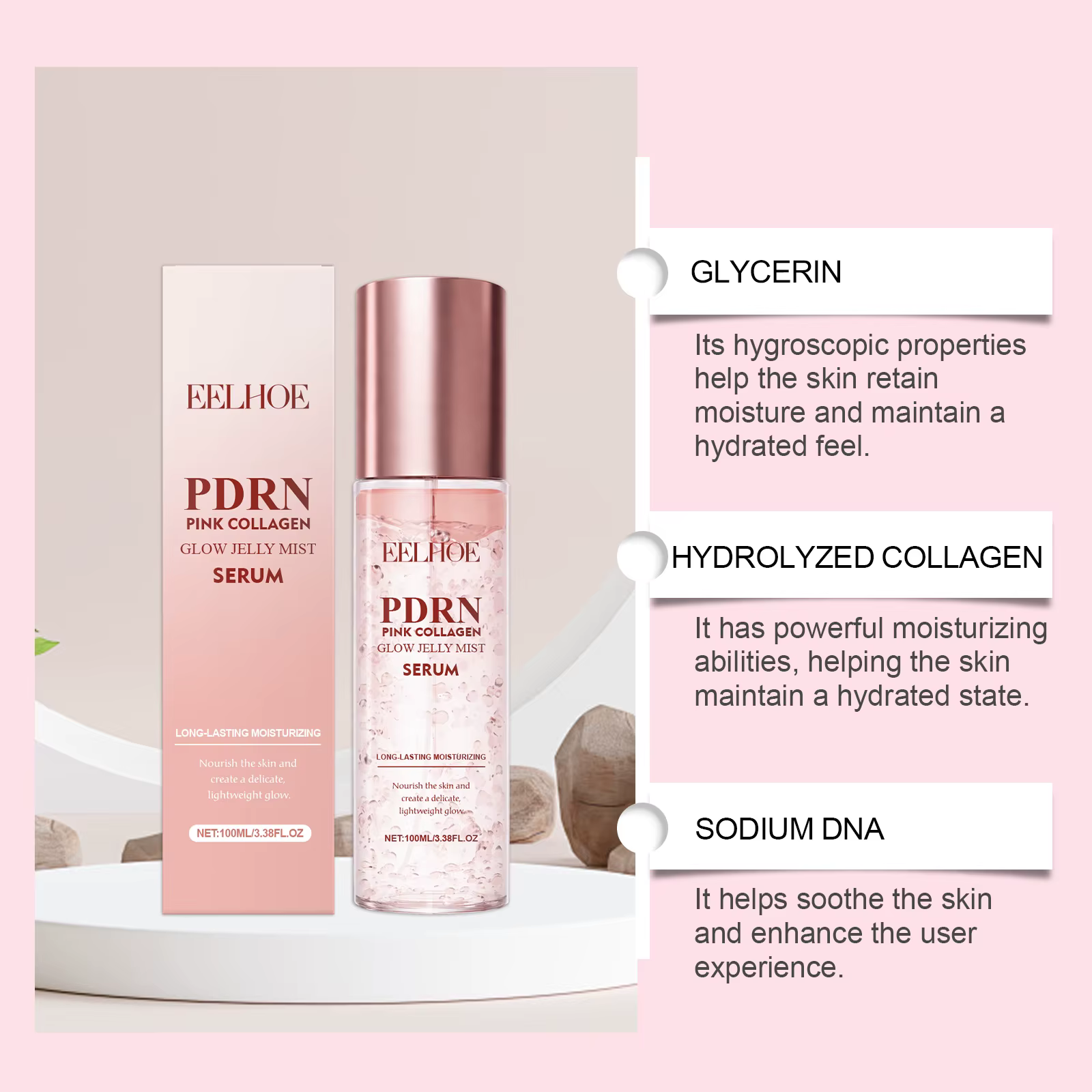 Spray d'essence de collagène, brume faciale lissante, spray éclaircissant, sérum hydratant pour le visage, tonique, améliore la peau sèche, soin de la peau, 100 ml