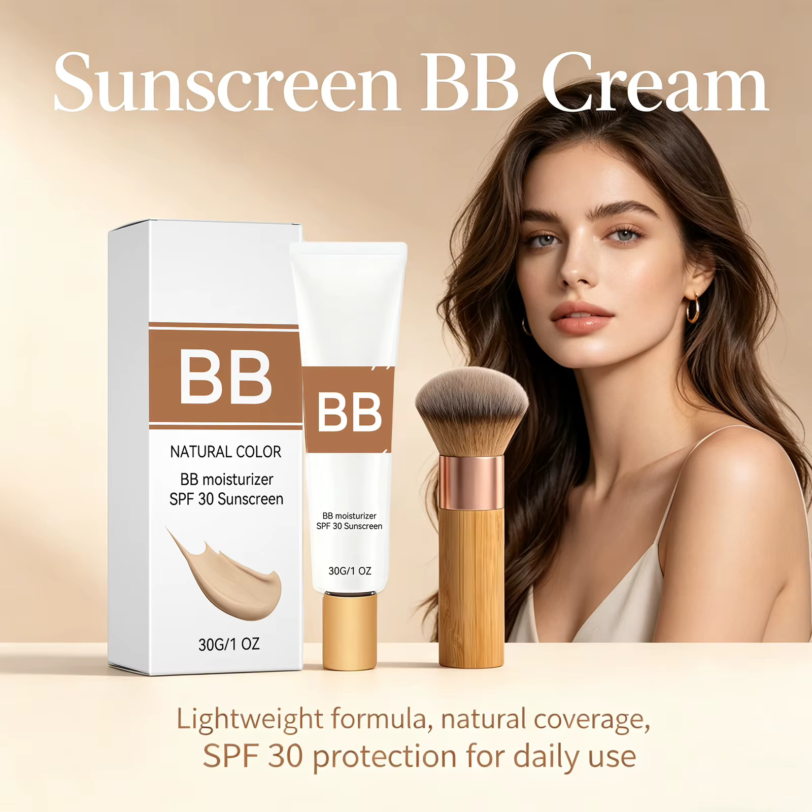 Crème BB Teintée Protection Solaire SPF 30++ Couvrance Totale Pores Invisibles Anti-Acné Éclaircissant Maquillage Nude Kit Fond de Teint Visage Waterproof