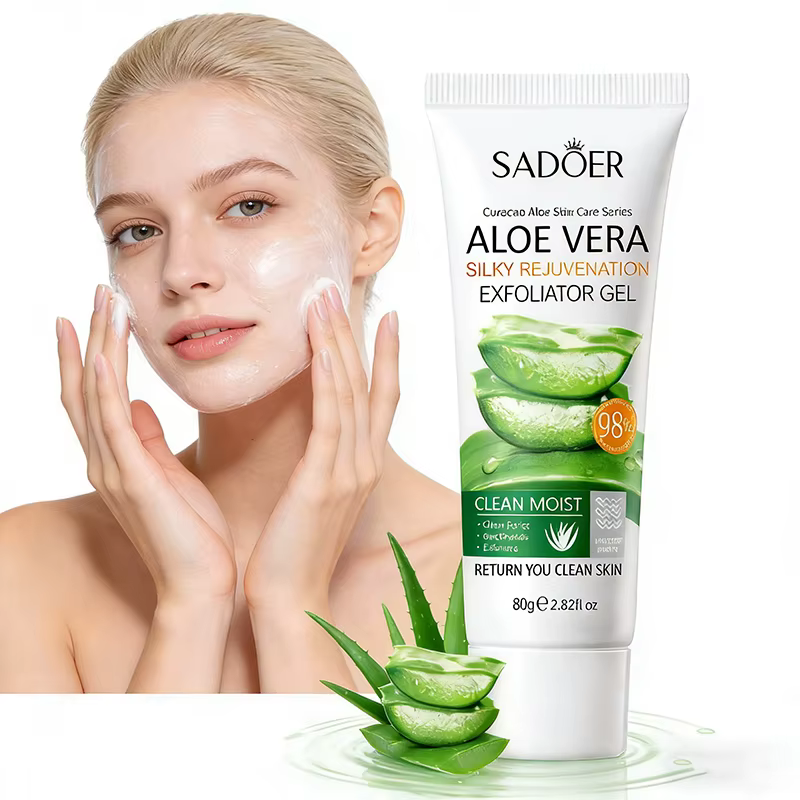 SADOER Gel Nettoyant Exfoliant Visage à l'Aloe Vera – Nettoyage Profond