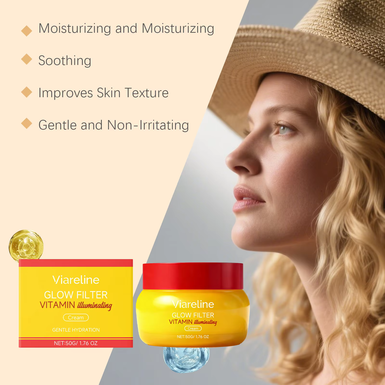 Crème Éclaircissante Vitamine Hydratante Raffermissante Éclatante Lissante Réparatrice Stabilisatrice
