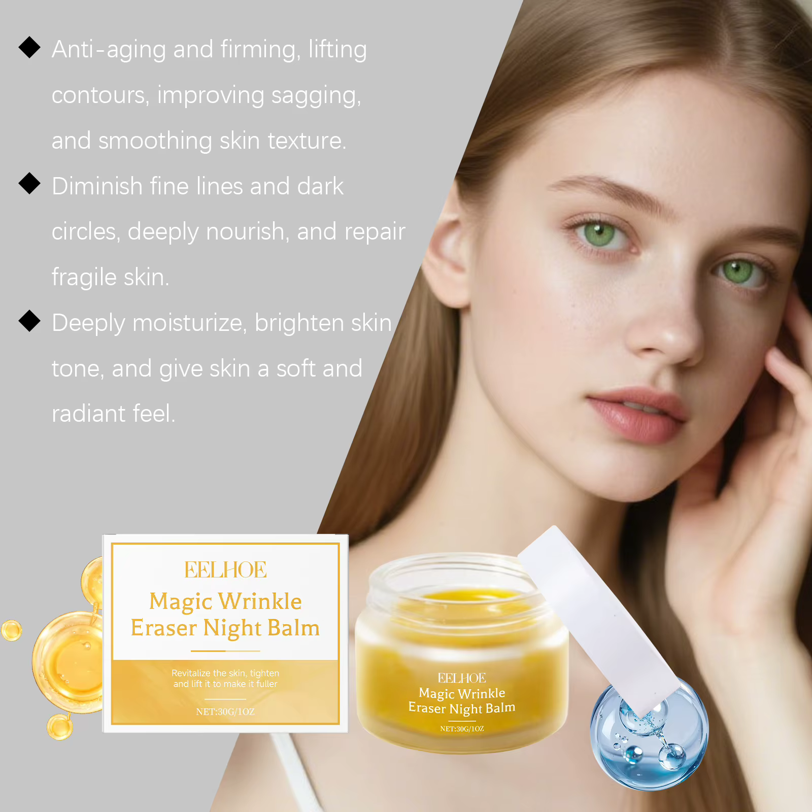 Crème Visage Liftante et Raffermissante Hydratante Éclaircissante Anti-Rides et Ridules Sérum au Carbomer Soin Nuit Peau Sèche