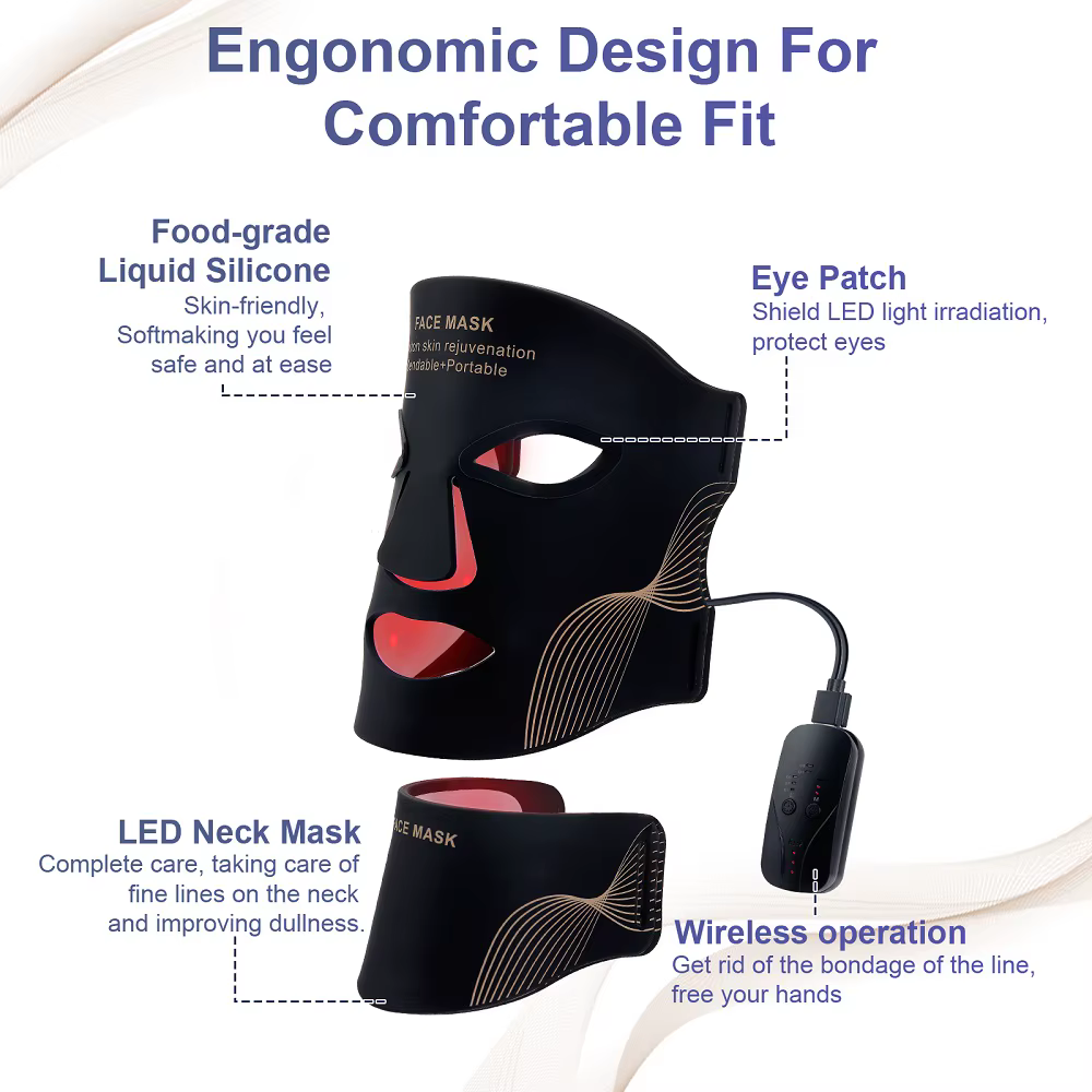 Masque facial LED sans fil avec cou 7 couleurs
