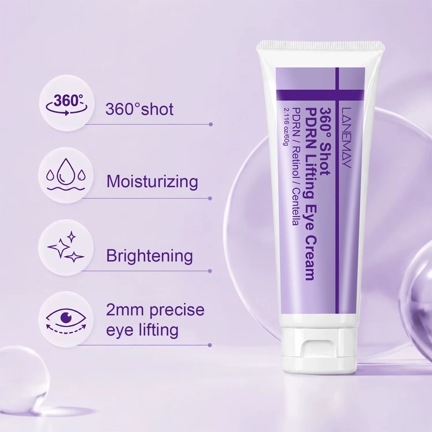 360 ° Crème pour les yeux liftante Shot PDRN – 60g. Formulé avec PDRN