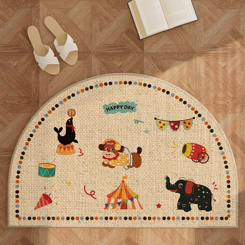 Paillasson demi-rond en jute antidérapant, tapis de bienvenue pour porte d'entrée, intérieur/extérieur, tapis décoratif écologique, tapis de sol rustique pour entrée