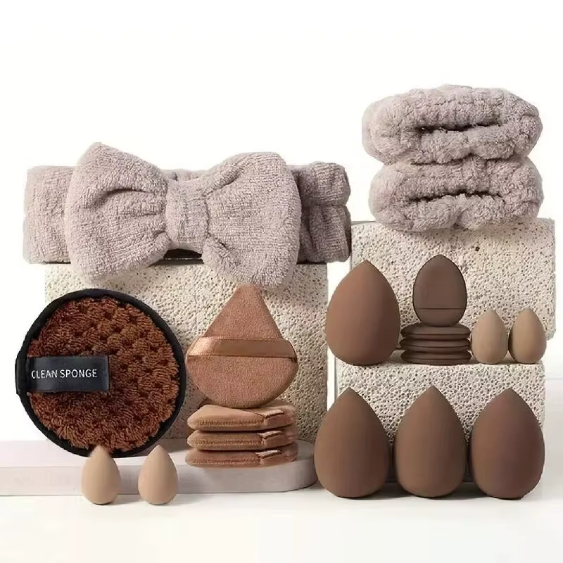 Kit de soins du visage professionnel 20 pièces-ensemble complet d'outils de nettoyage et de maquillage avec bandeau